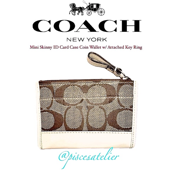 Coach Vintage Mini Skinny ID Card Case Coin Wallet w/ Attached Key Ring & Duster - Picture 8 of 11